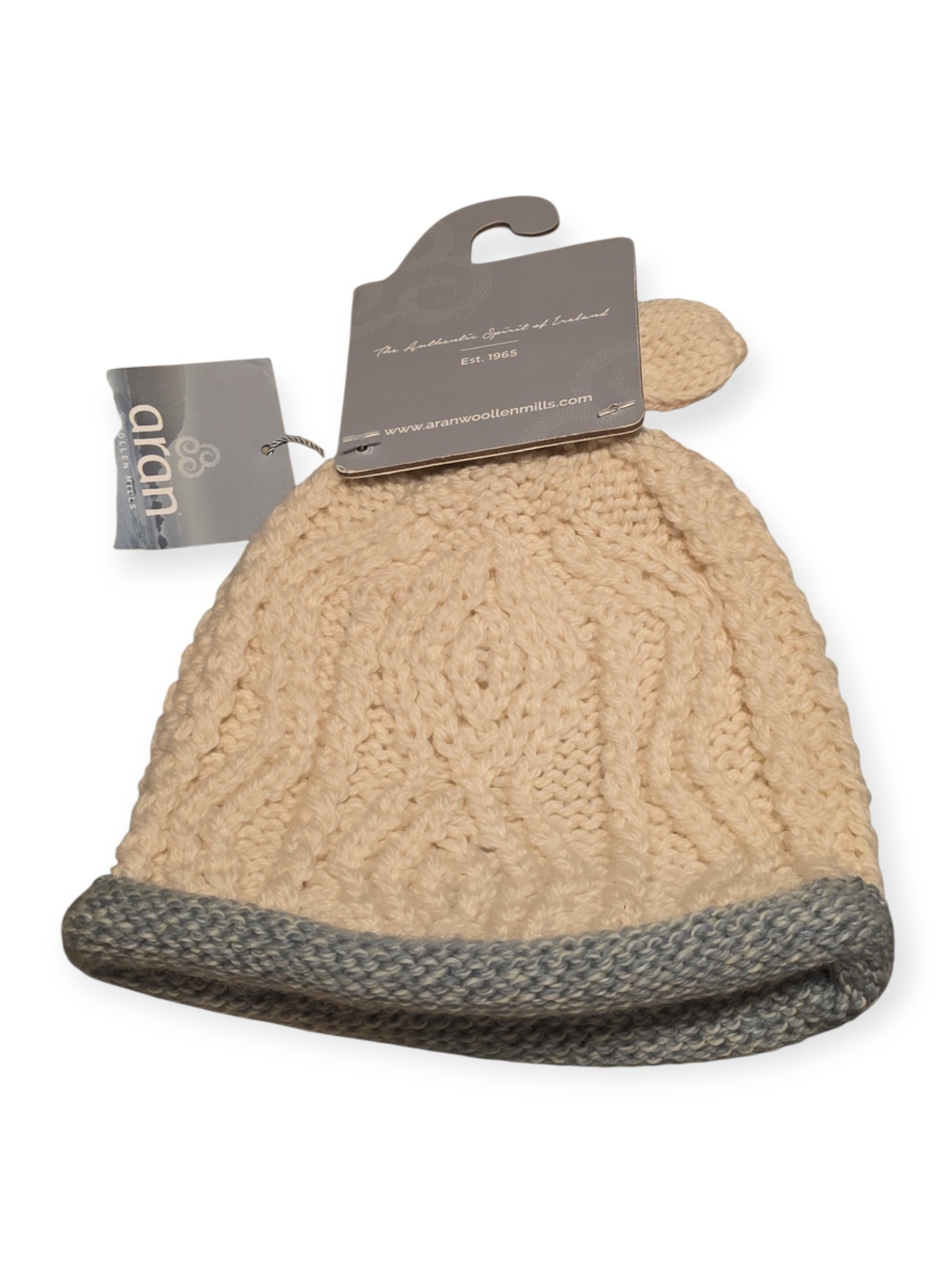 Nwt Baby Aran Woollen Mills Tra Beag Baby Wool Hat In Seafoam, One Size — image 2 of 3